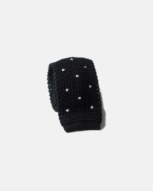 NAVY/WHITE DOT SILK KNIT TIE