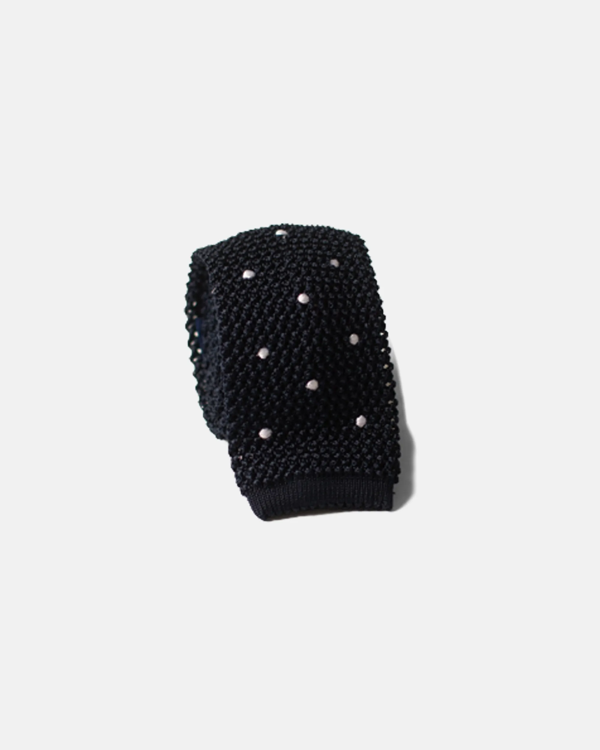 NAVY/WHITE DOT SILK KNIT TIE