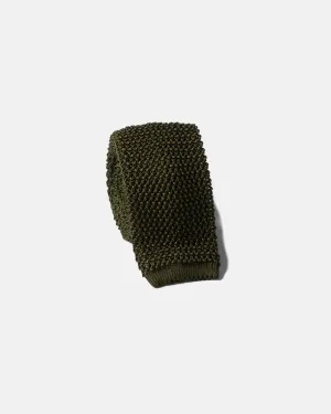 OLIVE SOLID SILK KNIT TIE