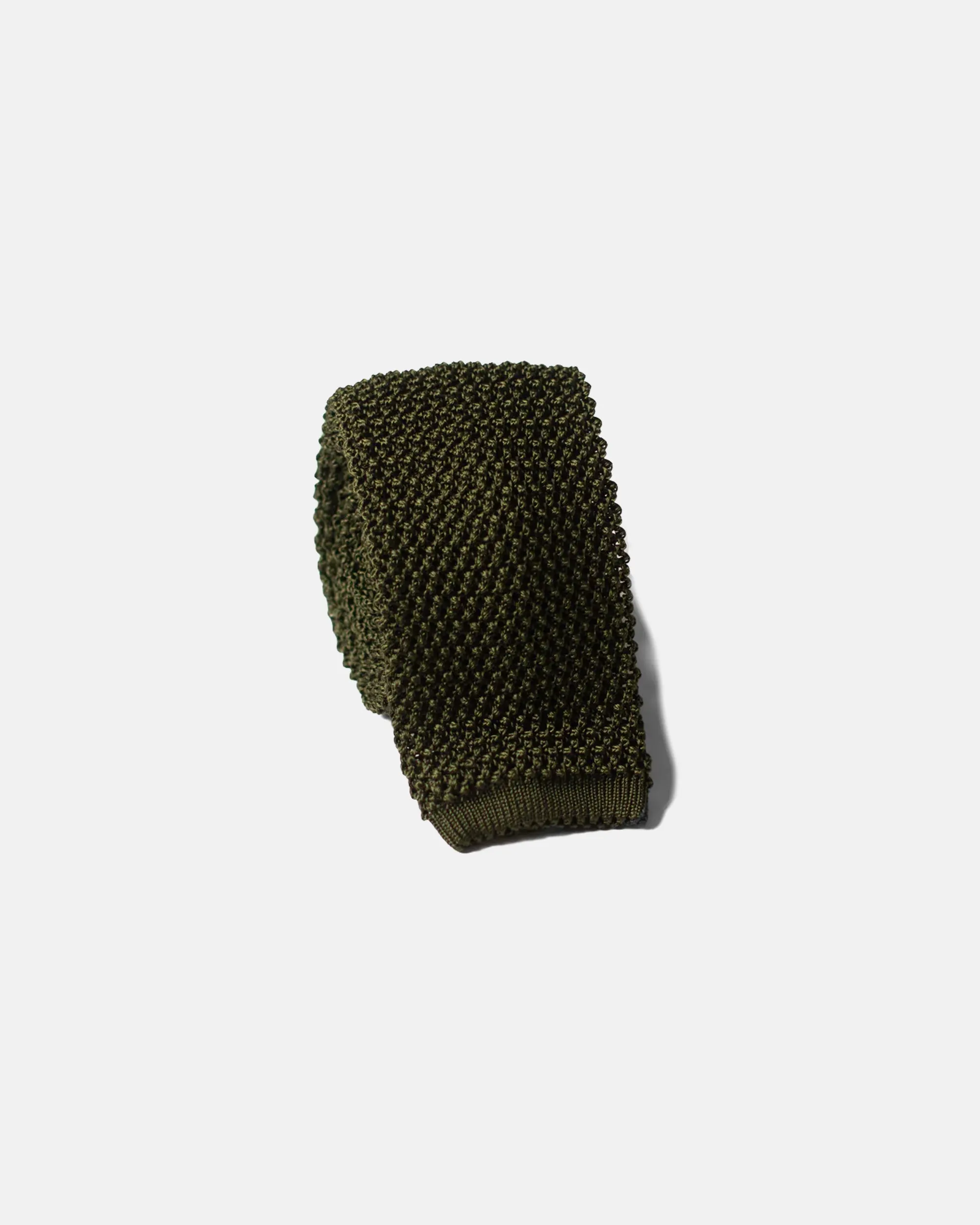 OLIVE SOLID SILK KNIT TIE
