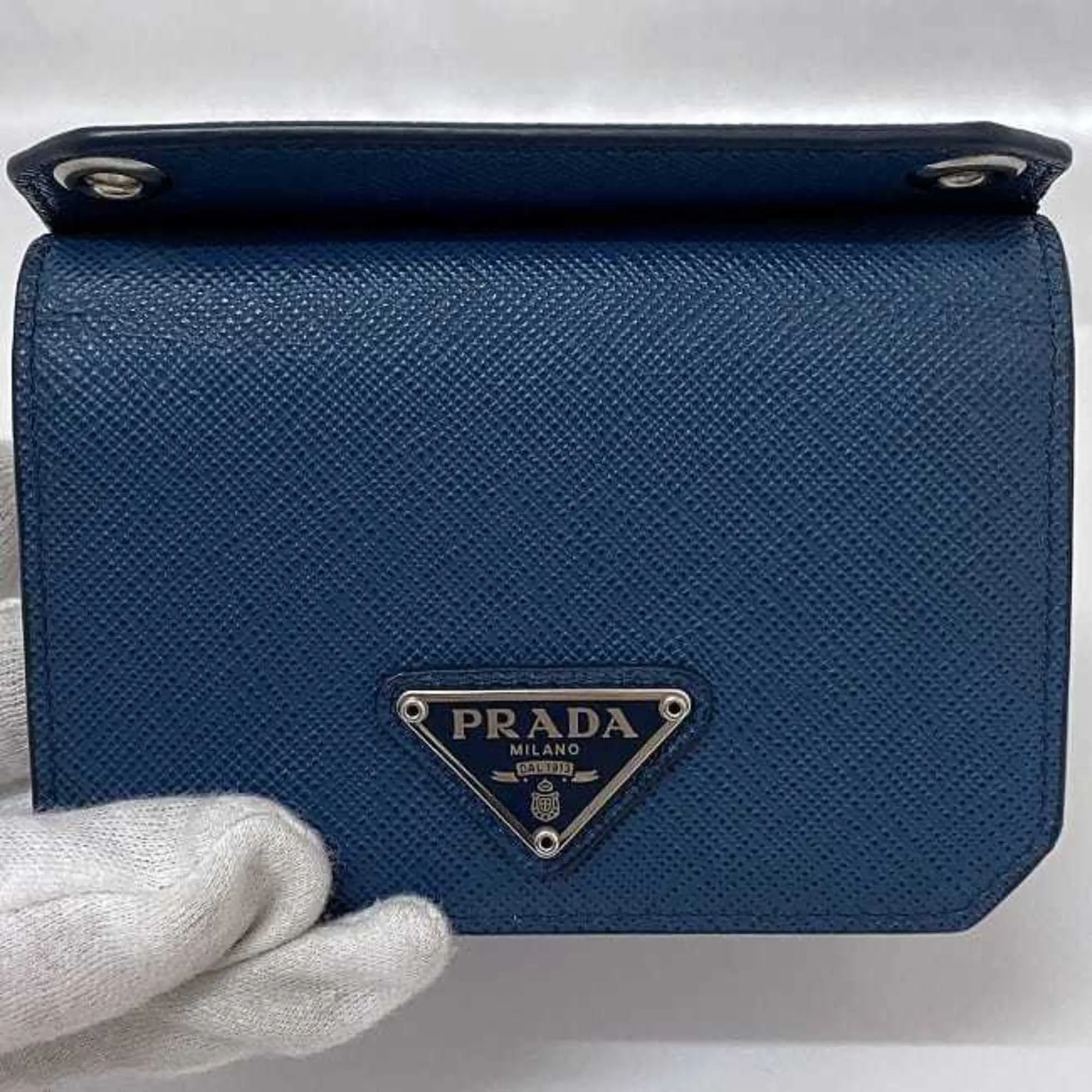 Prada Saffiano Blue Leather Accessories