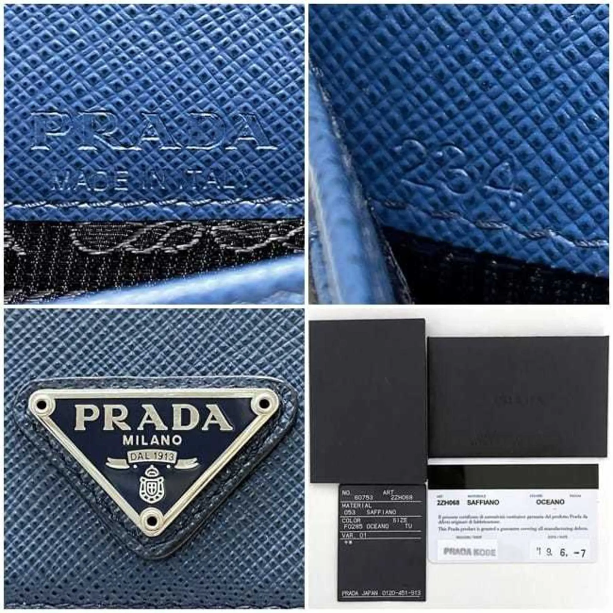 Prada Saffiano Blue Leather Accessories