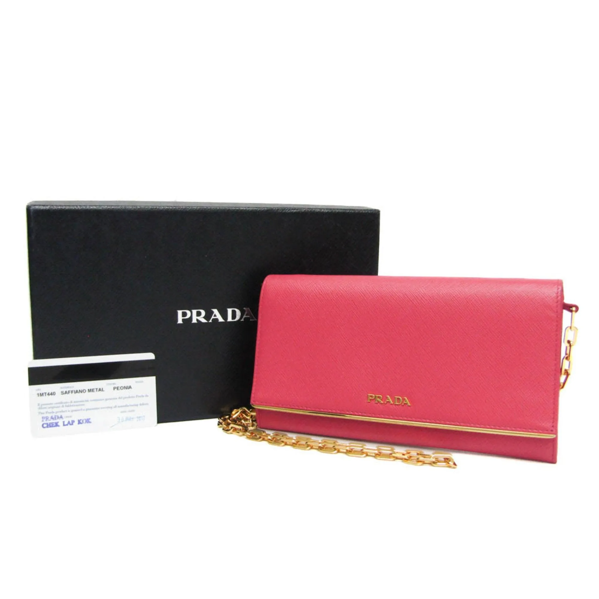 Prada Saffiano Pink Metal Accessories