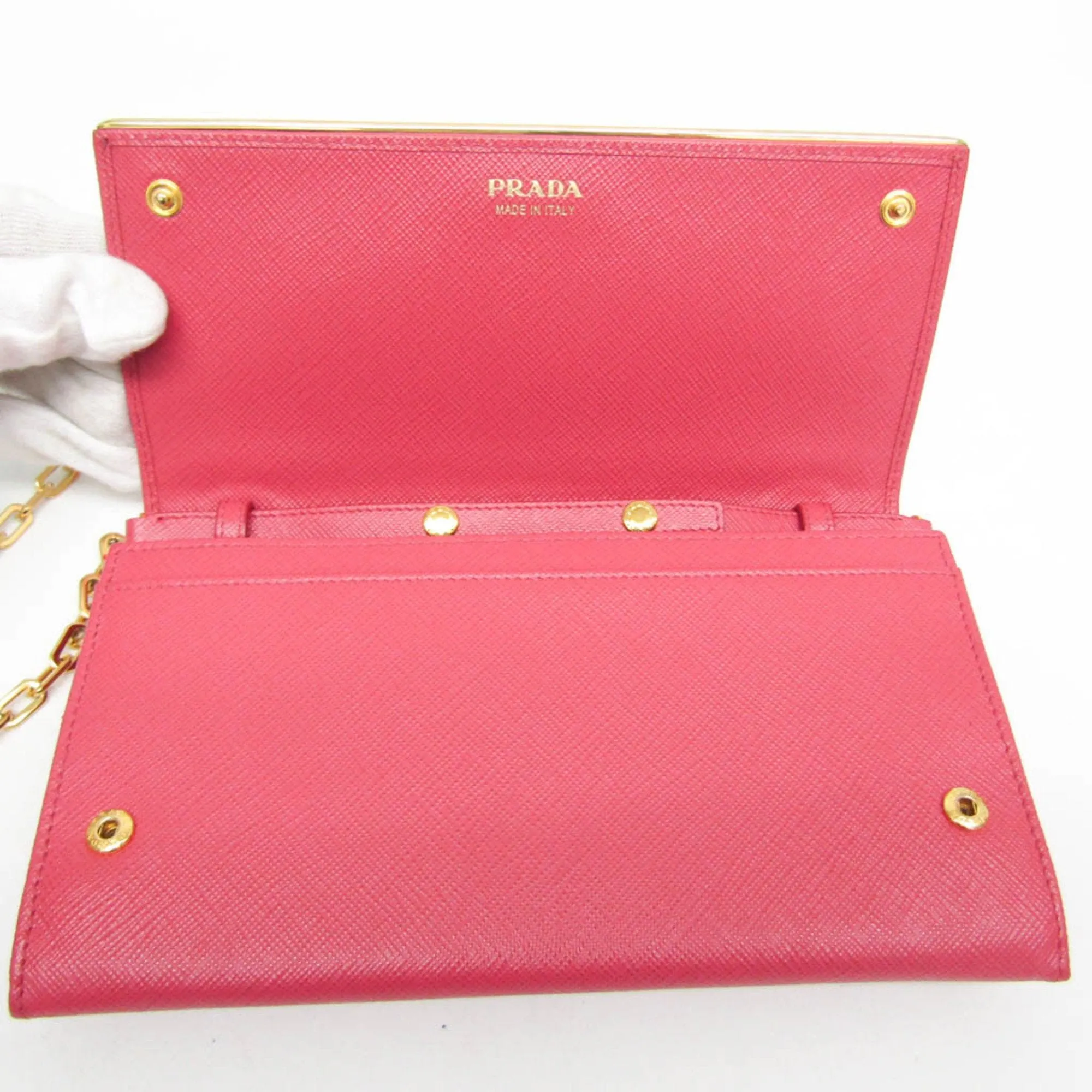 Prada Saffiano Pink Metal Accessories