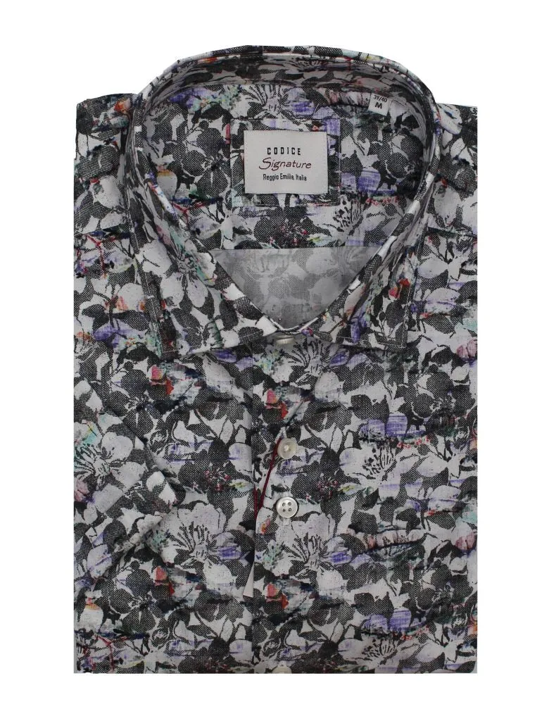 Short Sleeve Shirts - Black Floral