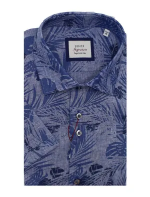 Short Sleeve Shirts - Blue Leaves