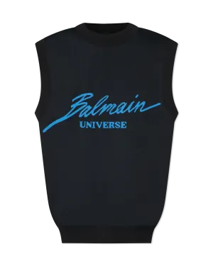 Sleeveless Balmain Universe Jacquard Jumper
