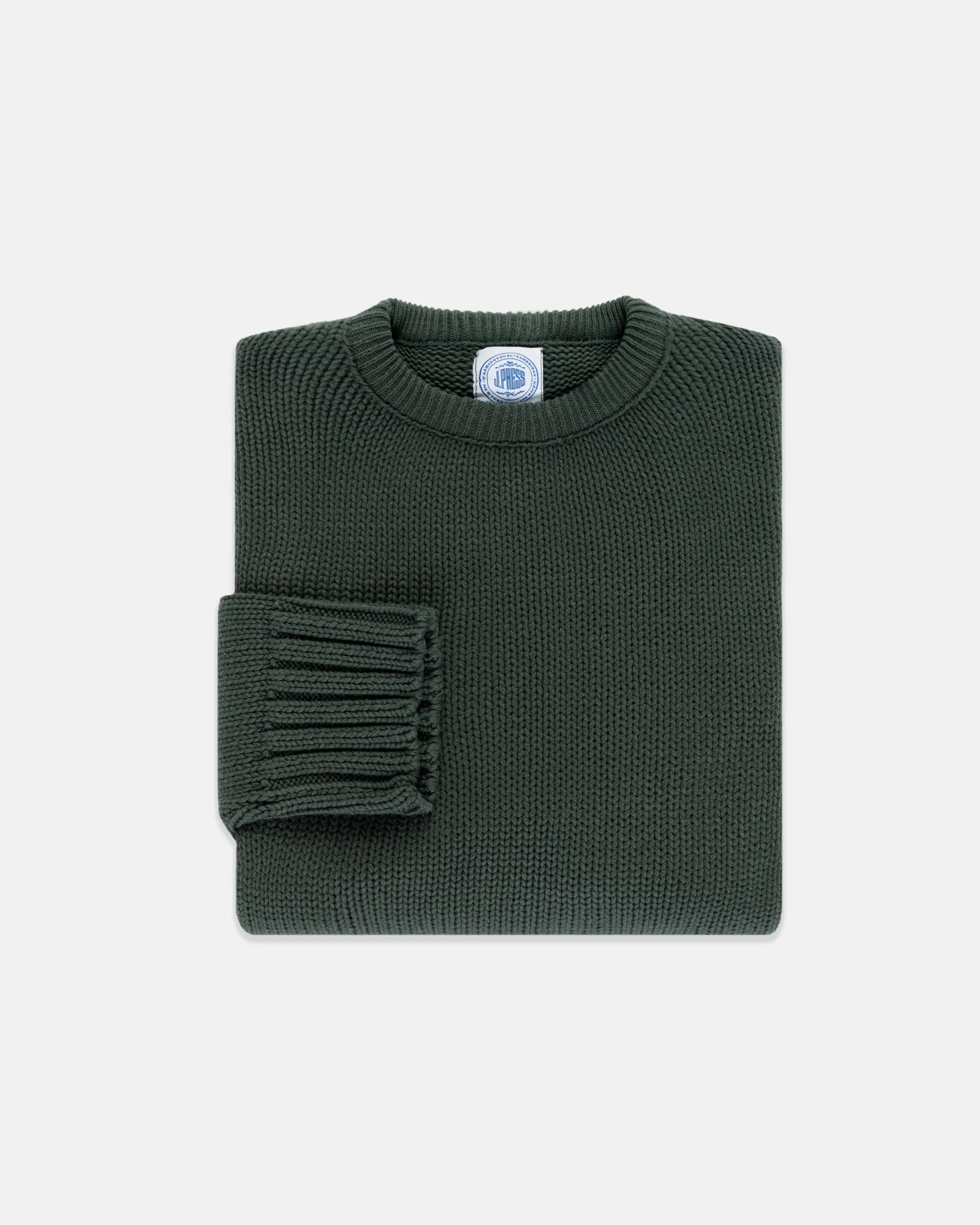 SPRUCE GREEN CHUNKY COTTON SWEATER