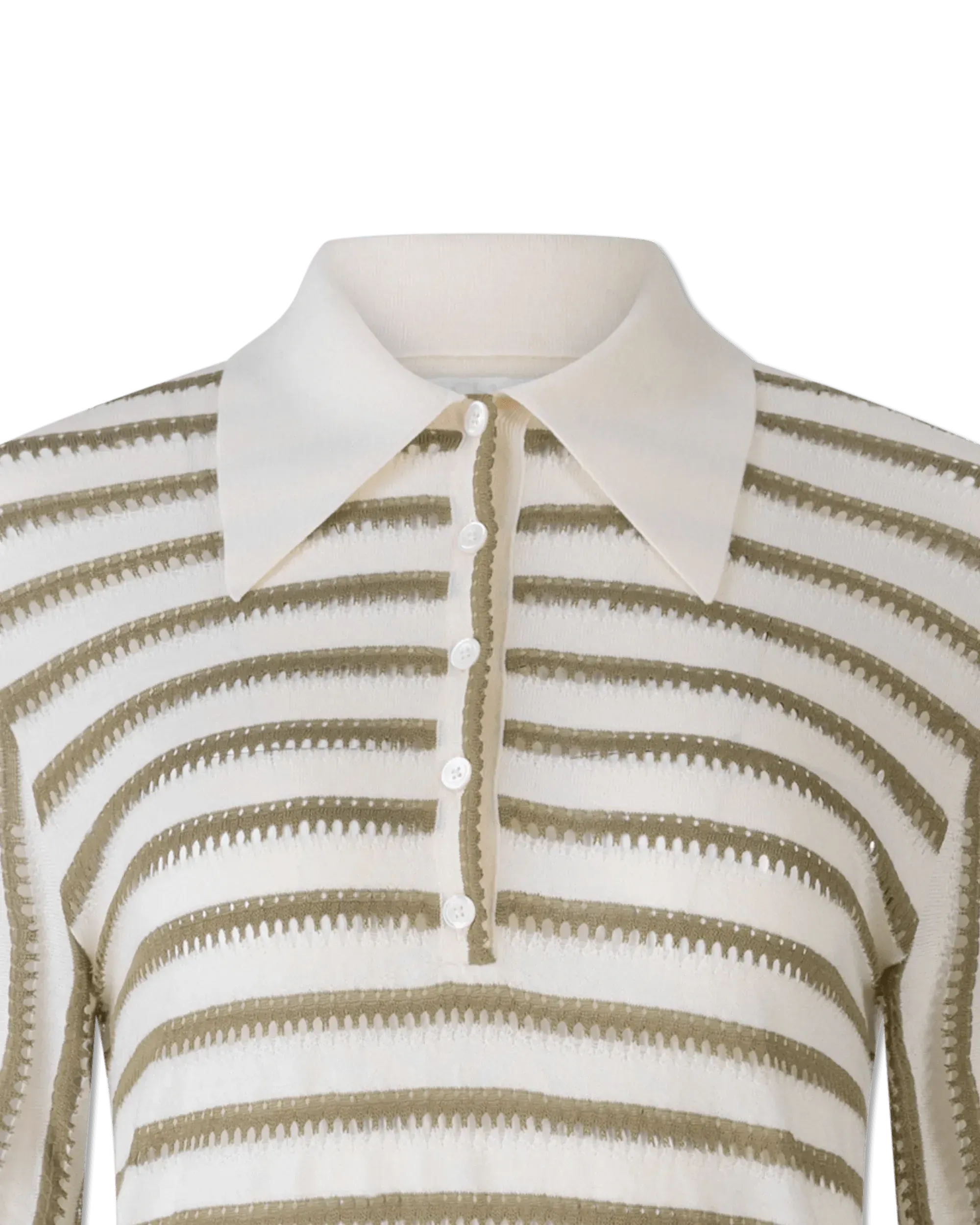 Striped Long Sleeve Polo Sweater