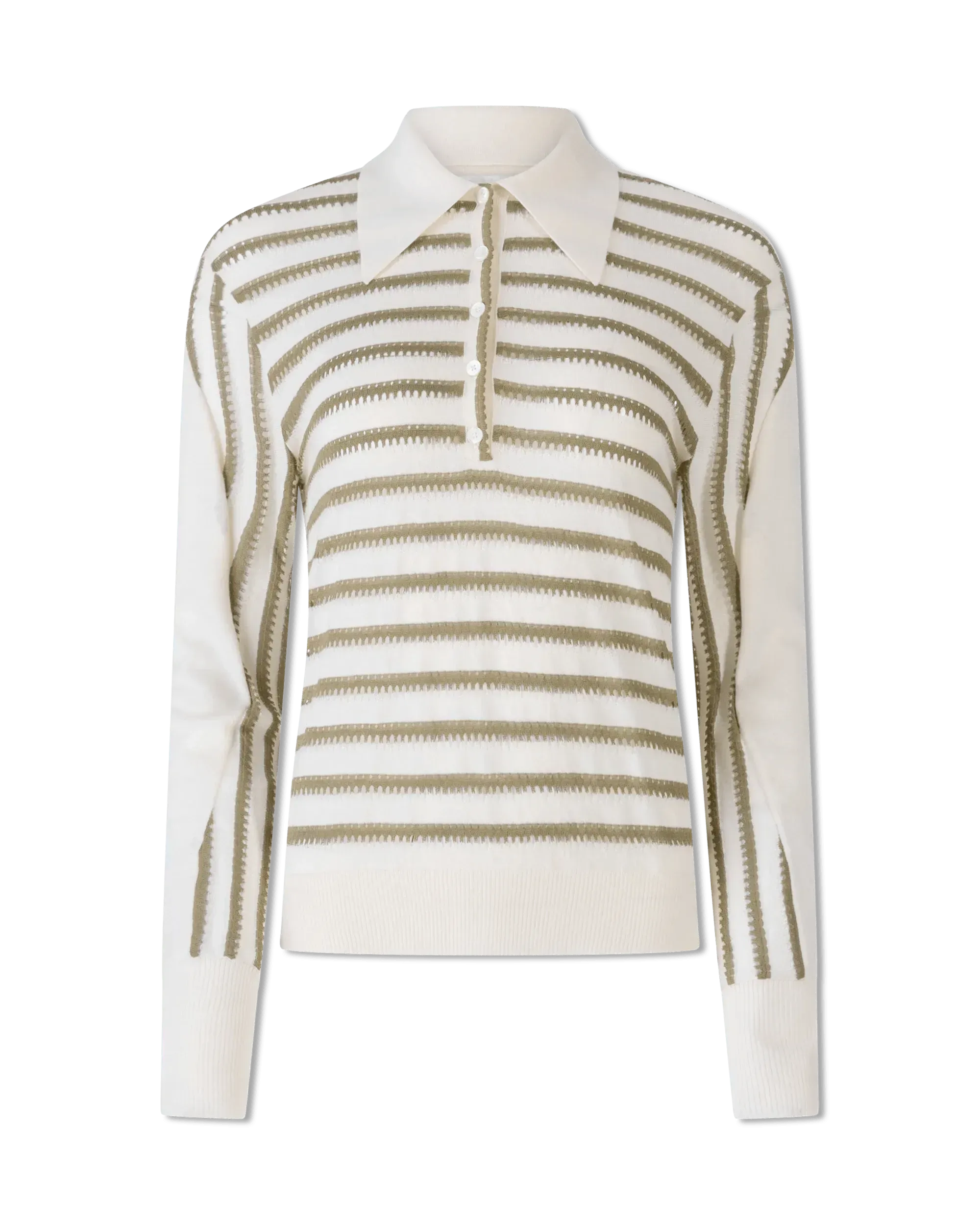 Striped Long Sleeve Polo Sweater