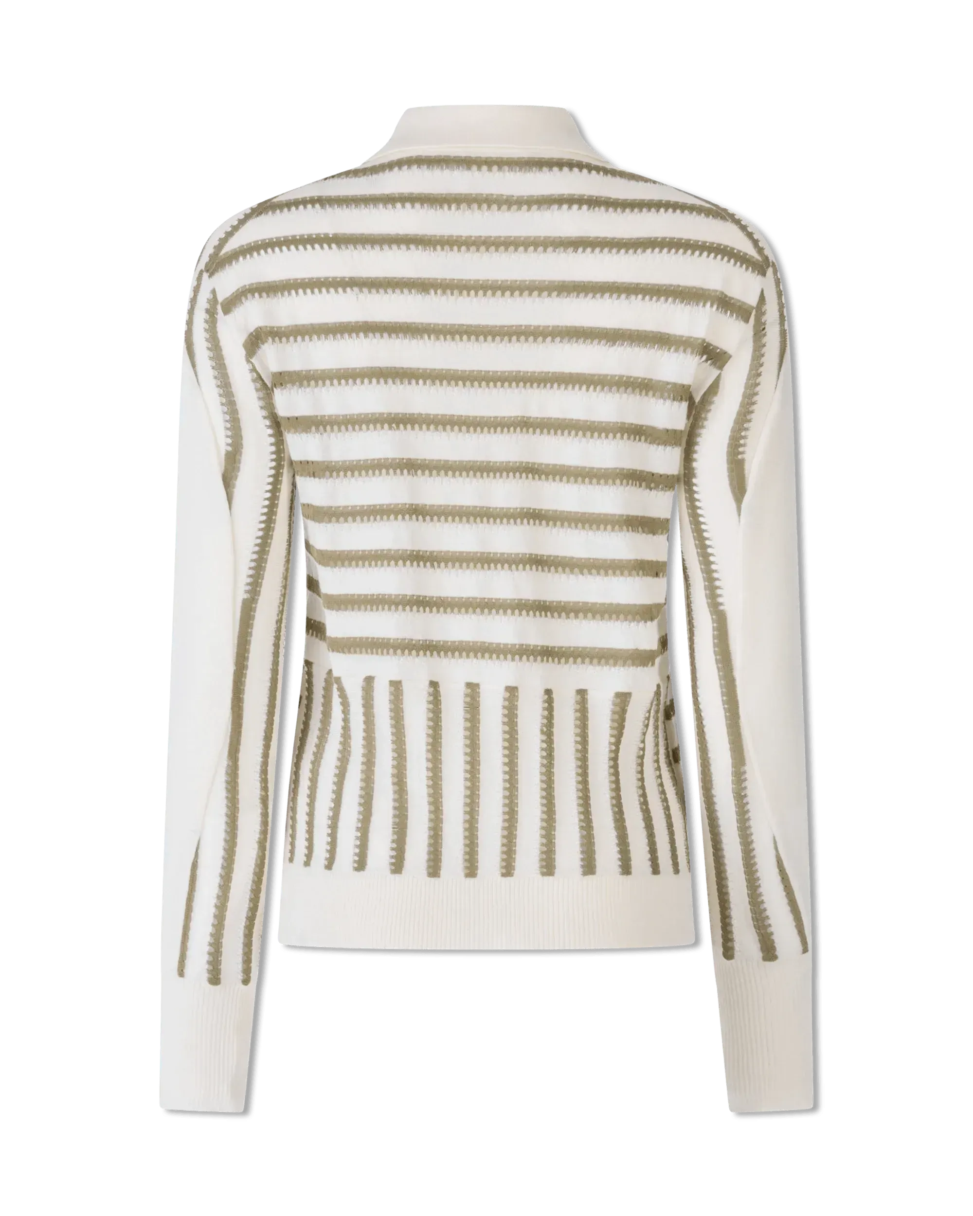 Striped Long Sleeve Polo Sweater
